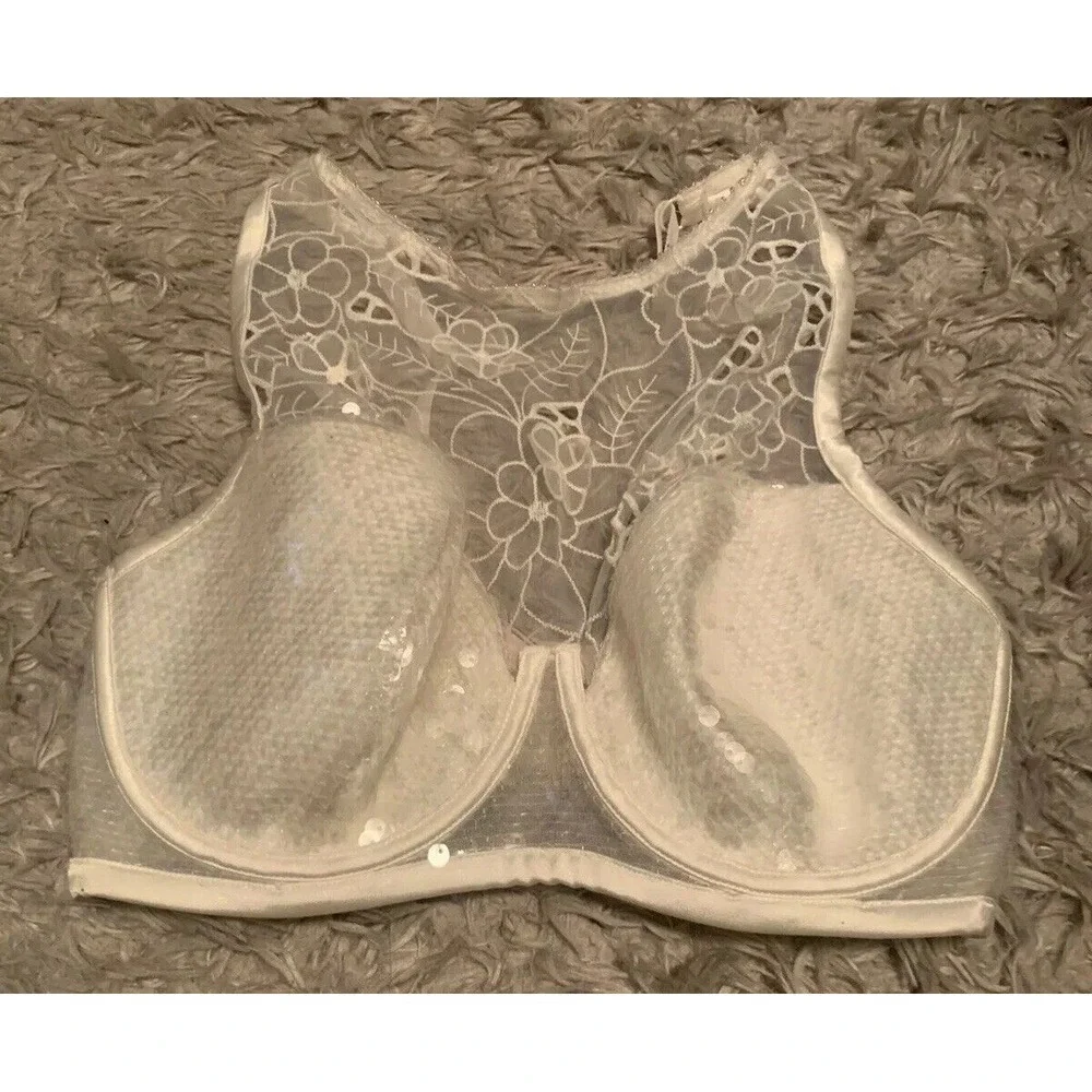 VICTORIAS SECRET DREAM ANGELS Lined Demi Petals & Sequins High neck‎ Bra 32DD